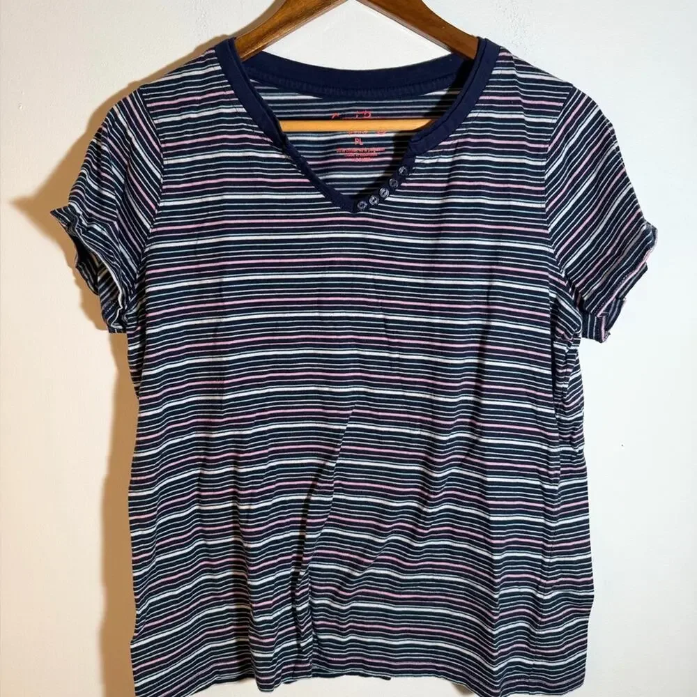 Coral Bay Navy and Pink Striped Top